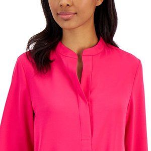 💅🏽Anne Klein Women's Popover Blouse Hot Pink